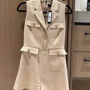 Alice + Olivia Cream Sleeveless Jumpsuit